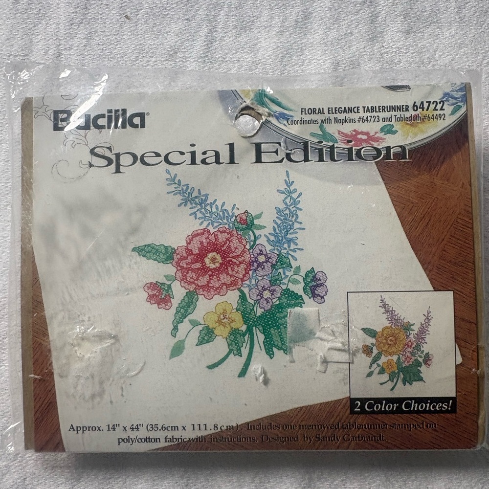 Vintage Bucilla Special Edition stamped needlework table runner kits. - Picture 2 of 6